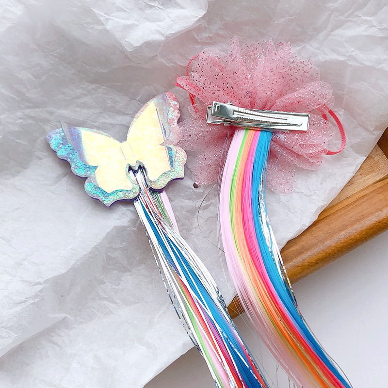 Butterfly Star Colorful Wig Hairpin Korean Child Girl Princess Fairy Style Hair Accessories Headdress Clip Cute Baby