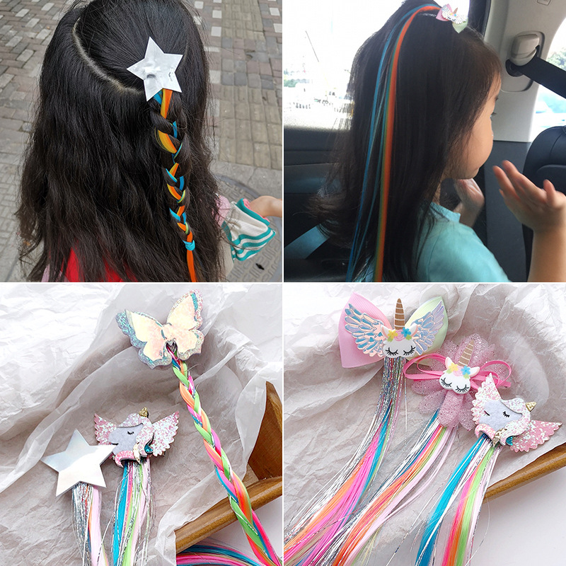Butterfly Star Colorful Wig Hairpin Korean Child Girl Princess Fairy Style Hair Accessories Headdress Clip Cute Baby