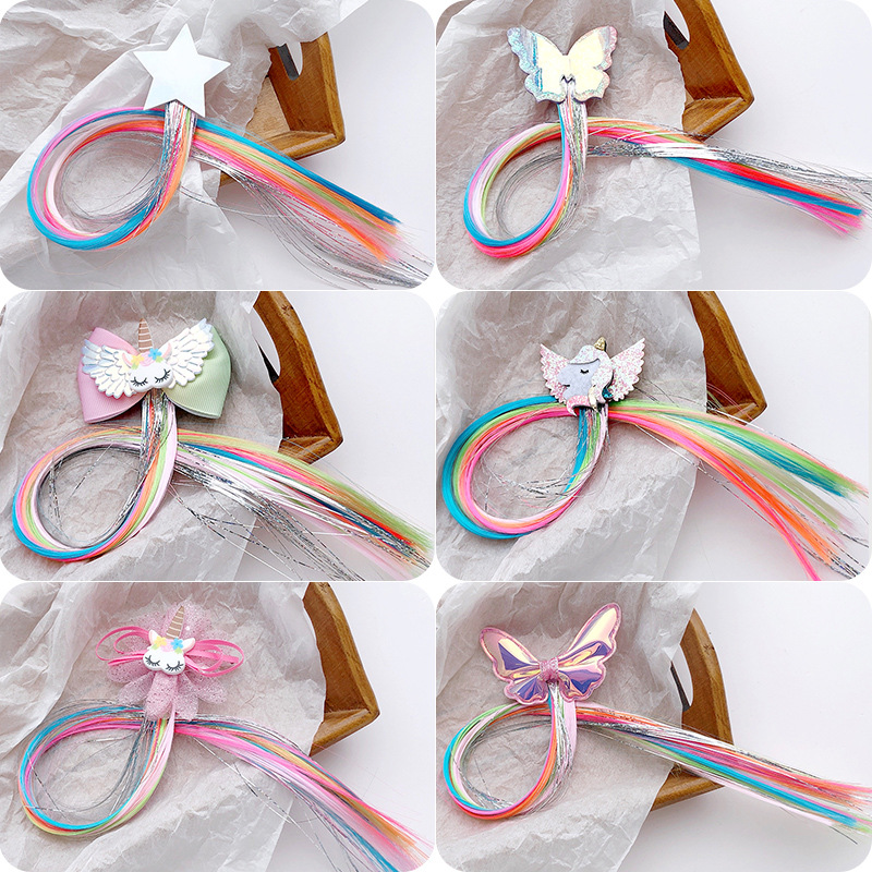 Butterfly Star Colorful Wig Hairpin Korean Child Girl Princess Fairy Style Hair Accessories Headdress Clip Cute Baby