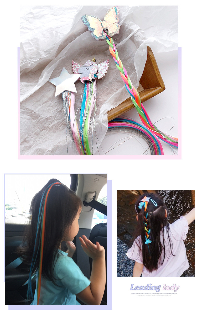Butterfly Star Colorful Wig Hairpin Korean Child Girl Princess Fairy Style Hair Accessories Headdress Clip Cute Baby