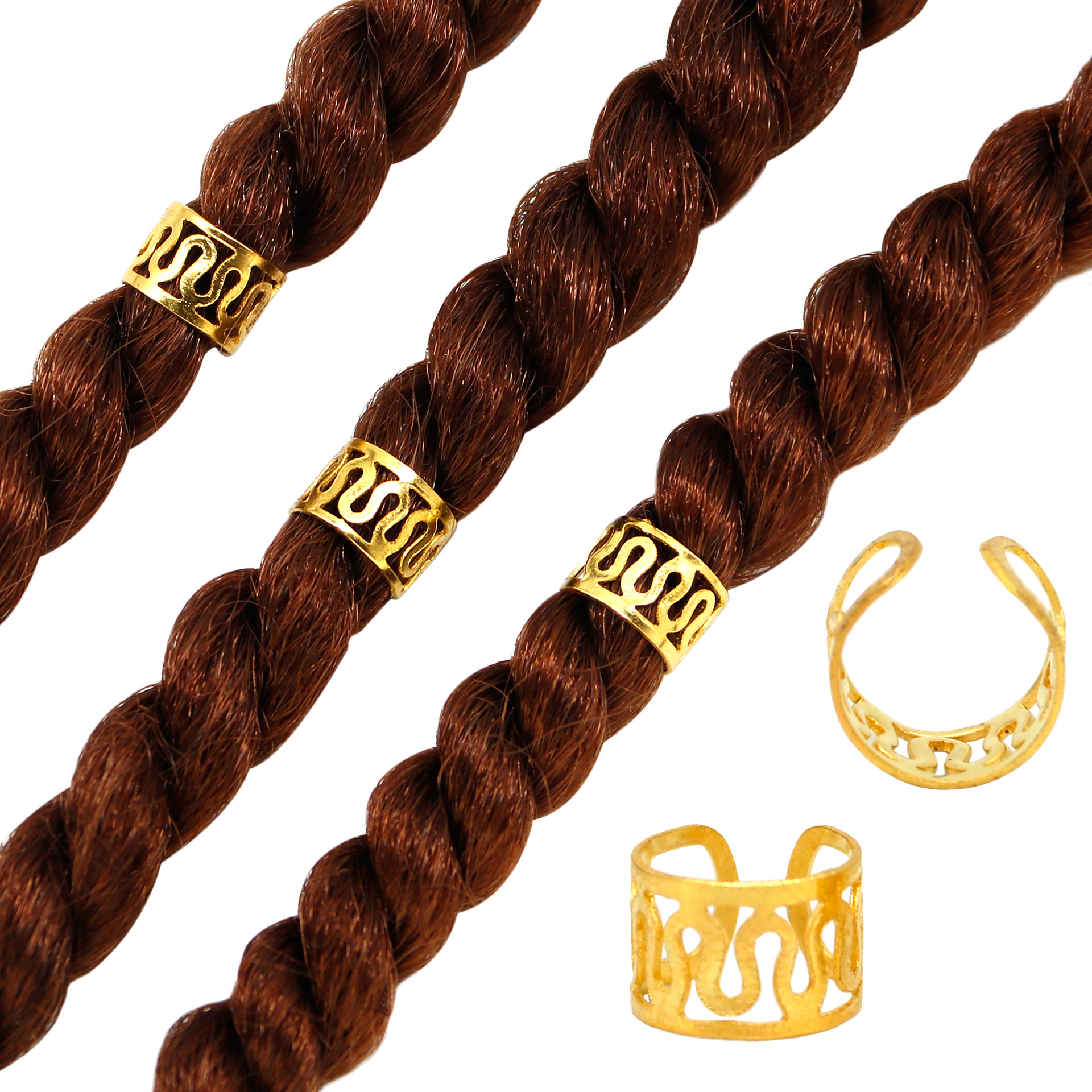 Wig Accessories Boxed Dreadlocks DIY Colored Hair Band 225 Ear Clips Gold and Silver Spring Small Ring Hair Extension Rope