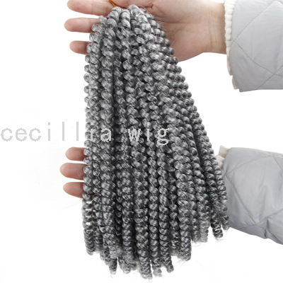 European and American Style Wig Hair Extension 8-Inch Crochet Spring Braid European and American Chemical Fiber Hair Extension 110G