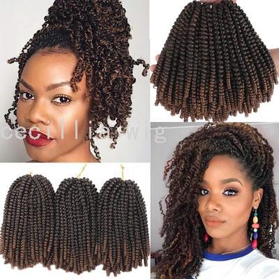 European and American Style Wig Hair Extension 8-Inch Crochet Spring Braid European and American Chemical Fiber Hair Extension 110G