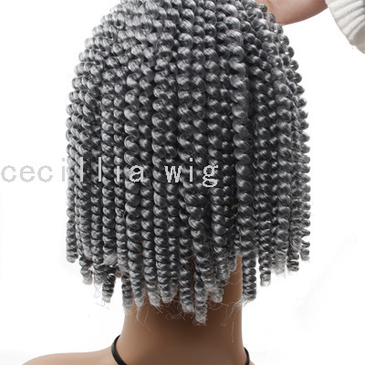 European and American Style Wig Hair Extension 8-Inch Crochet Spring Braid European and American Chemical Fiber Hair Extension 110G