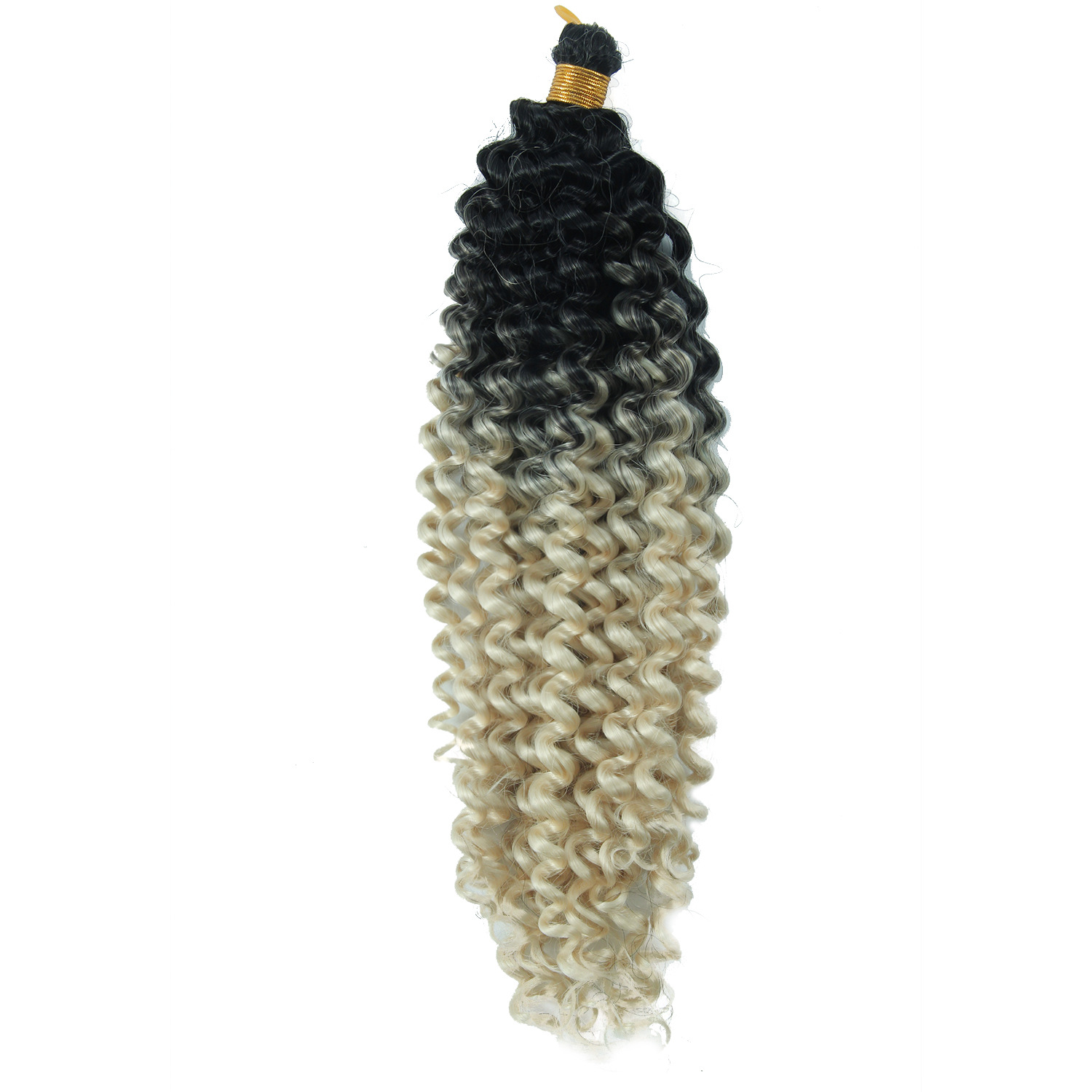 Cross-Border Wig Chemical Fiber Crochet Hair Long Curly Hair Extension 14 Inch 100G Water Ripple Gradient