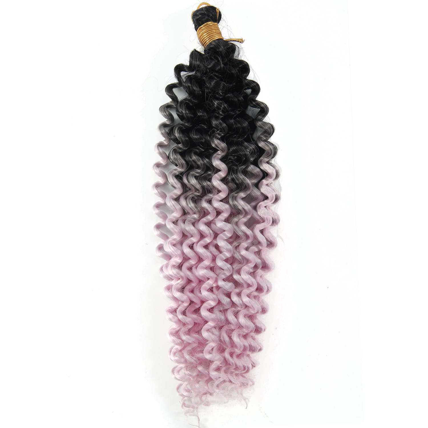 Cross-Border Wig Chemical Fiber Crochet Hair Long Curly Hair Extension 14 Inch 100G Water Ripple Gradient