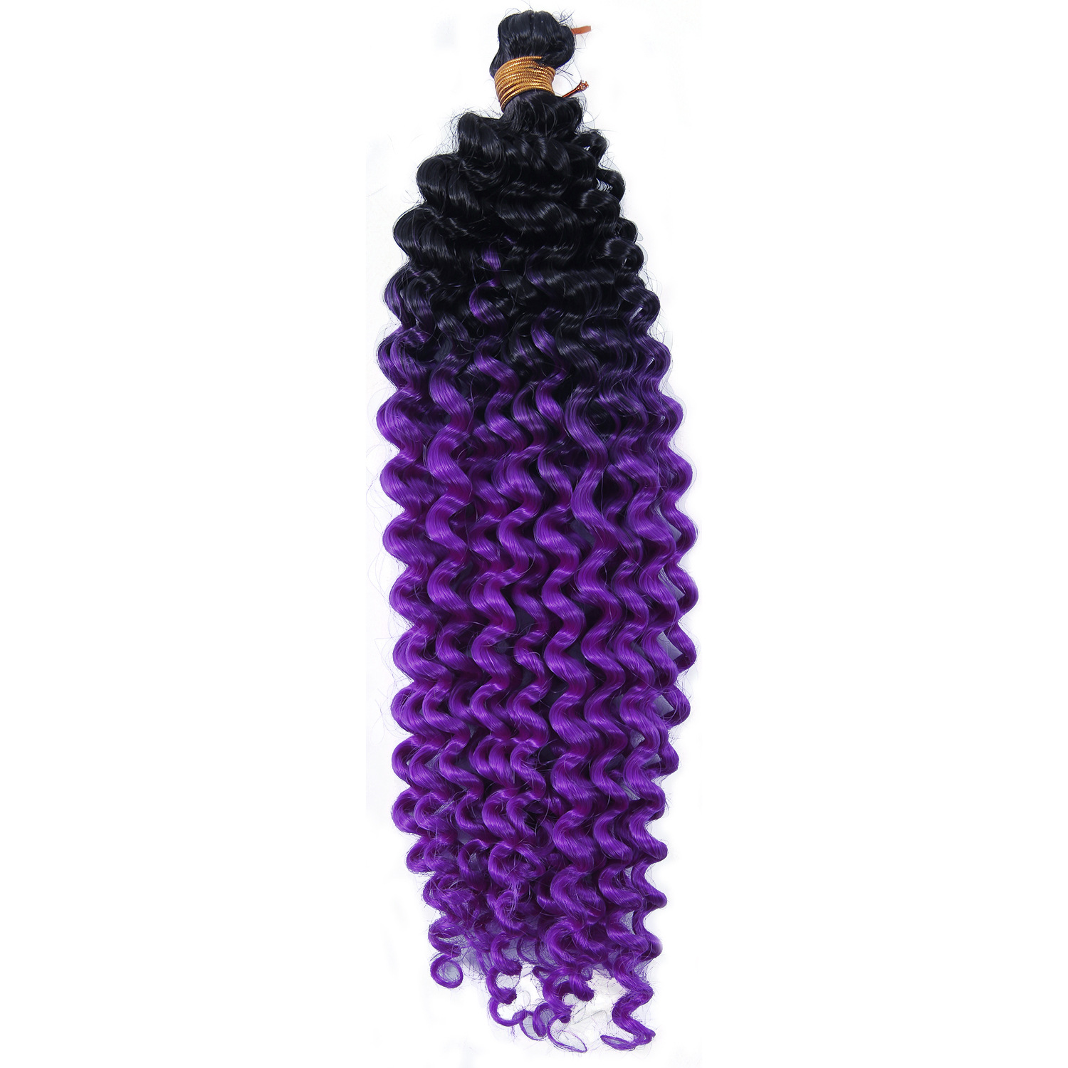Cross-Border Wig Chemical Fiber Crochet Hair Long Curly Hair Extension 14 Inch 100G Water Ripple Gradient