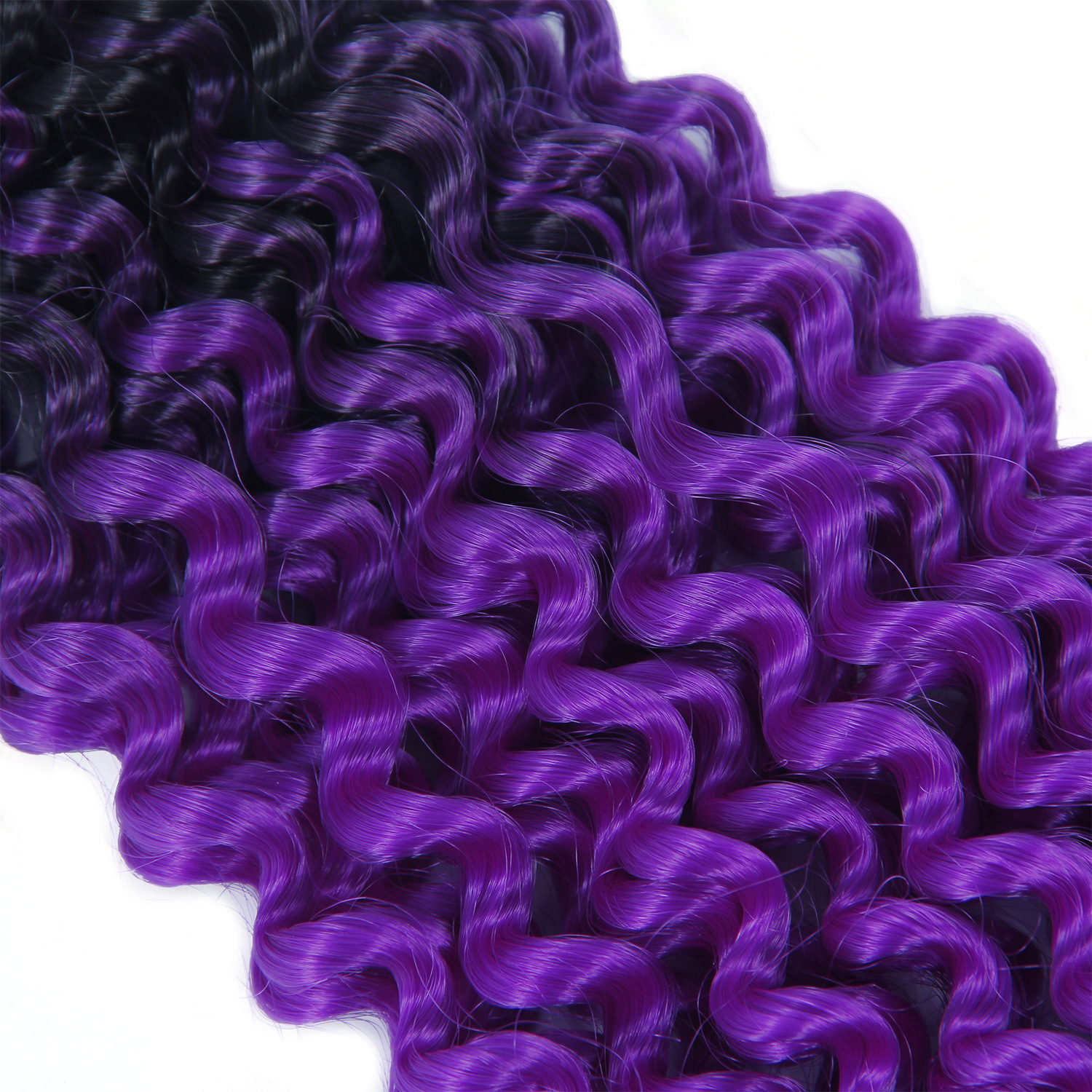 Cross-Border Wig Chemical Fiber Crochet Hair Long Curly Hair Extension 14 Inch 100G Water Ripple Gradient