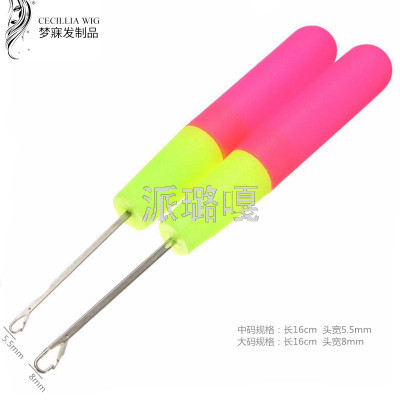 Dreadlocks Wool Hair Extension with Tongue Crochet Plastic Handle Wooden Handle Wig Part Sealing Hook Hair Tongue Hook Hair Extension
