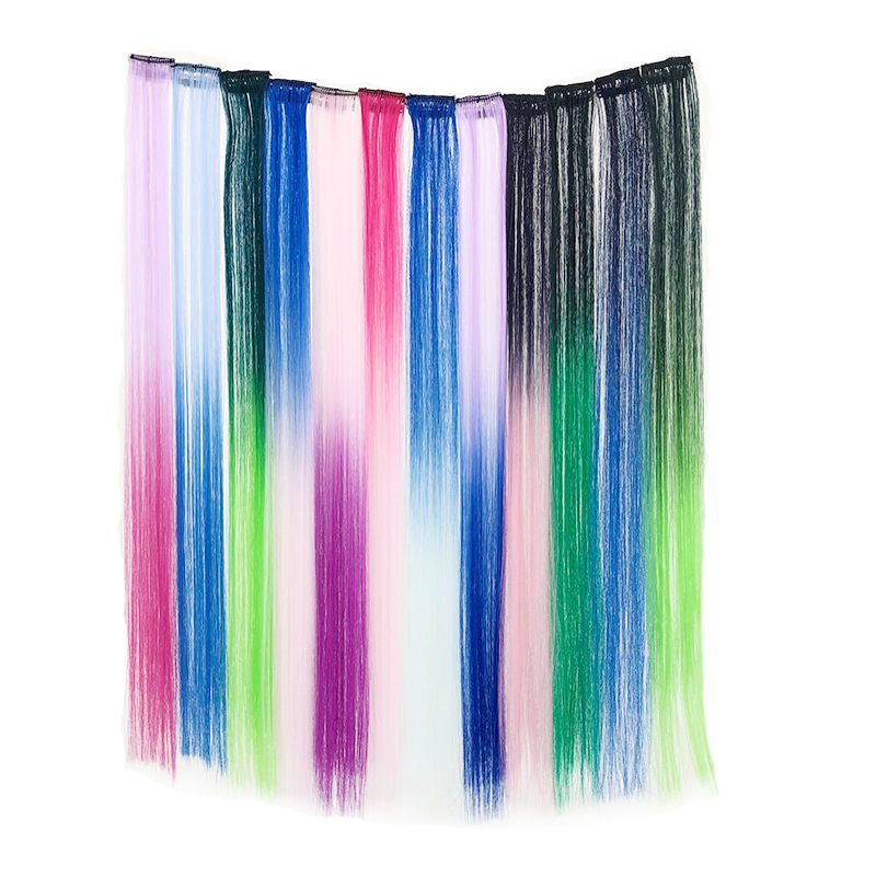 Single Clip European and American Wig One Clip Color Hair Extension Piece Direct Dyeing Gradient Hair Extension Piece Chemical Fiber Wig Single Clip European and American Wig One Clip Color Hair Extension Piece Direct Dyeing Gradient Hair Extension Piece Chemical Fiber Wig