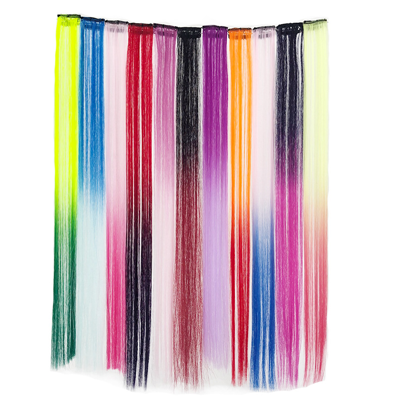 Single Clip European and American Wig One Clip Color Hair Extension Piece Direct Dyeing Gradient Hair Extension Piece Chemical Fiber Wig Single Clip European and American Wig One Clip Color Hair Extension Piece Direct Dyeing Gradient Hair Extension Piece Chemical Fiber Wig