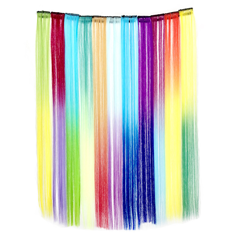 Single Clip European and American Wig One Clip Color Hair Extension Piece Direct Dyeing Gradient Hair Extension Piece Chemical Fiber Wig Single Clip European and American Wig One Clip Color Hair Extension Piece Direct Dyeing Gradient Hair Extension Piece Chemical Fiber Wig