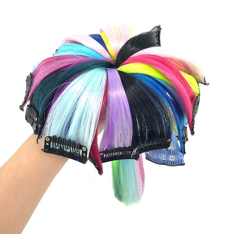 Single Clip European and American Wig One Clip Color Hair Extension Piece Direct Dyeing Gradient Hair Extension Piece Chemical Fiber Wig Single Clip European and American Wig One Clip Color Hair Extension Piece Direct Dyeing Gradient Hair Extension Piece Chemical Fiber Wig