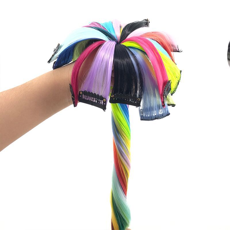 Single Clip European and American Wig One Clip Color Hair Extension Piece Direct Dyeing Gradient Hair Extension Piece Chemical Fiber Wig Single Clip European and American Wig One Clip Color Hair Extension Piece Direct Dyeing Gradient Hair Extension Piece Chemical Fiber Wig