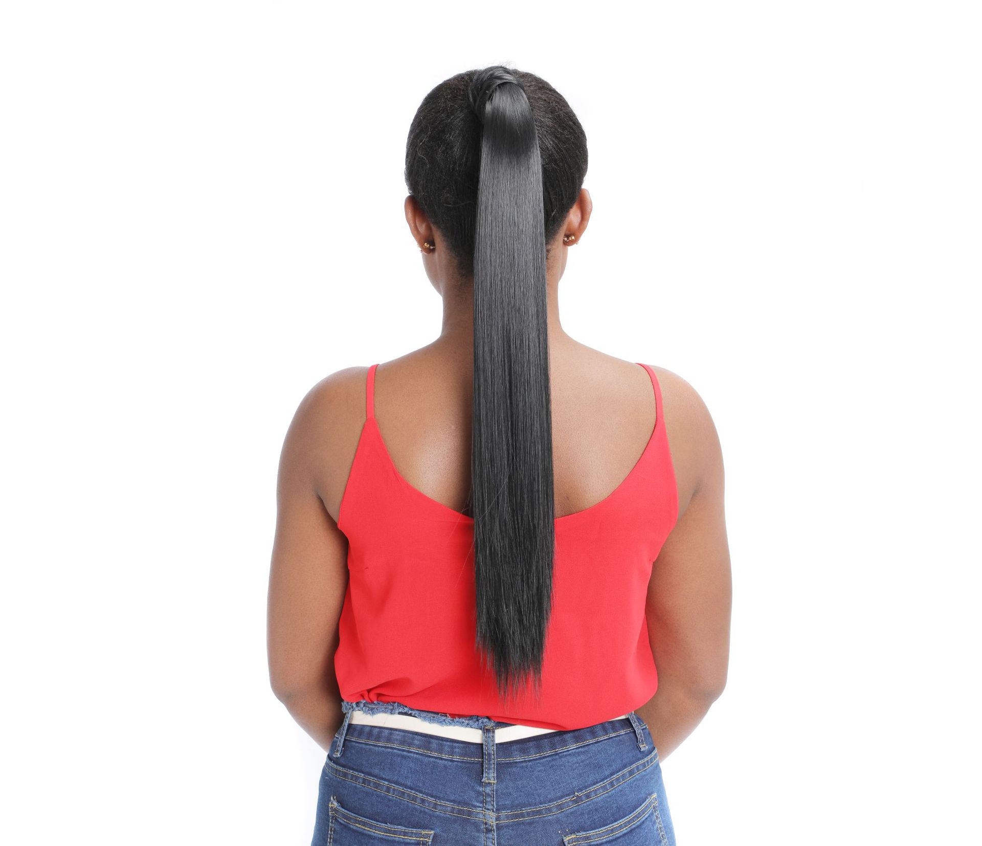 African Wig Ponytail Velcro Straight Hair Ponytail Long Straight Hair Wig Ponytail Velcro Wig Straight Ponytail