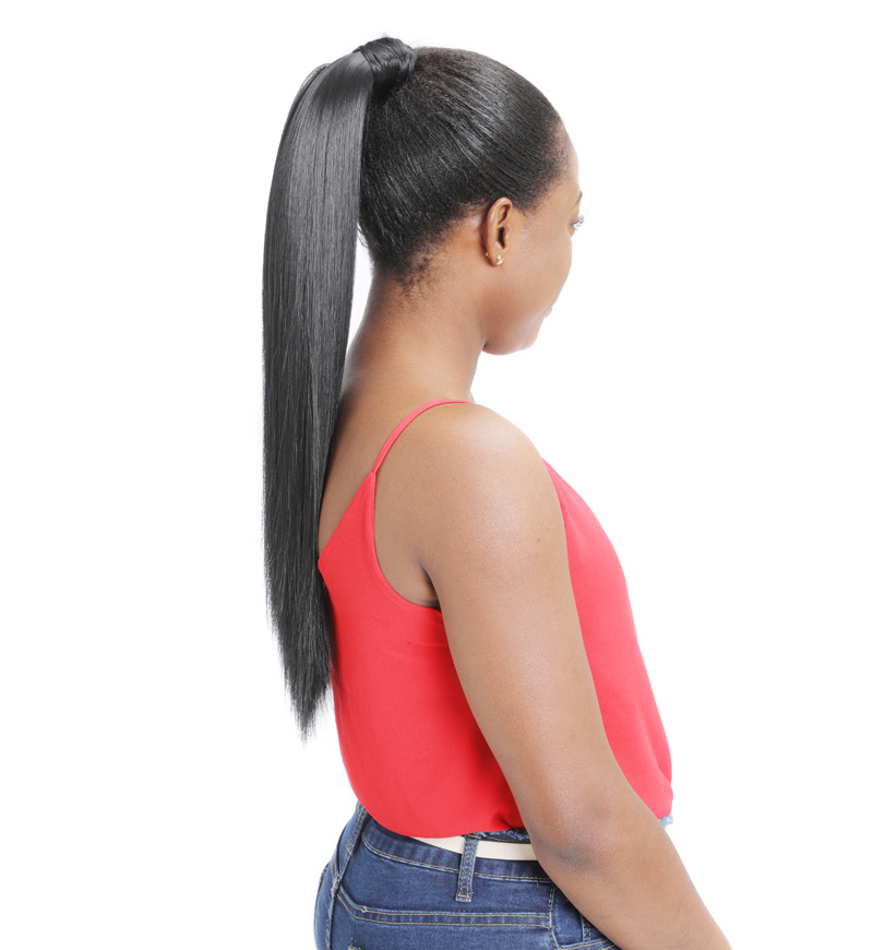 African Wig Ponytail Velcro Straight Hair Ponytail Long Straight Hair Wig Ponytail Velcro Wig Straight Ponytail