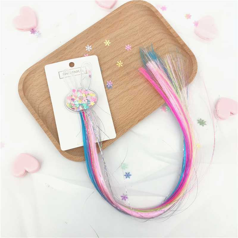 New Children&#039;s Wig Barrettes Love Rabbit Five-Pointed Star Color Bow Wig Hair Accessories for Girls