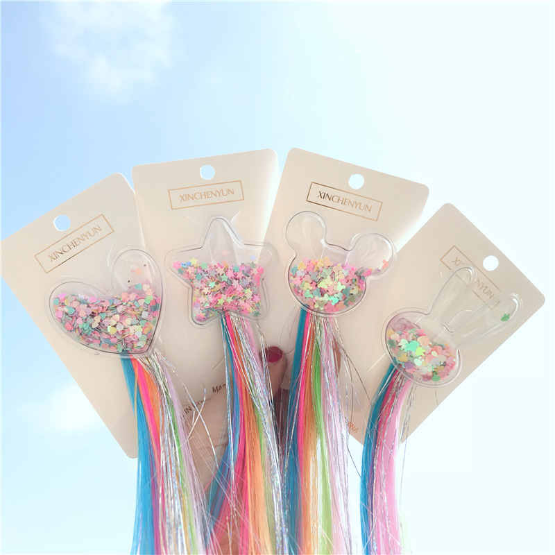 New Children's Wig Barrettes Love Rabbit Five-Pointed Star Color Bow Wig Hair Accessories for Girls New Children's Wig Barrettes Love Rabbit Five-Pointed Star Color Bow Wig Hair Accessories for Girls