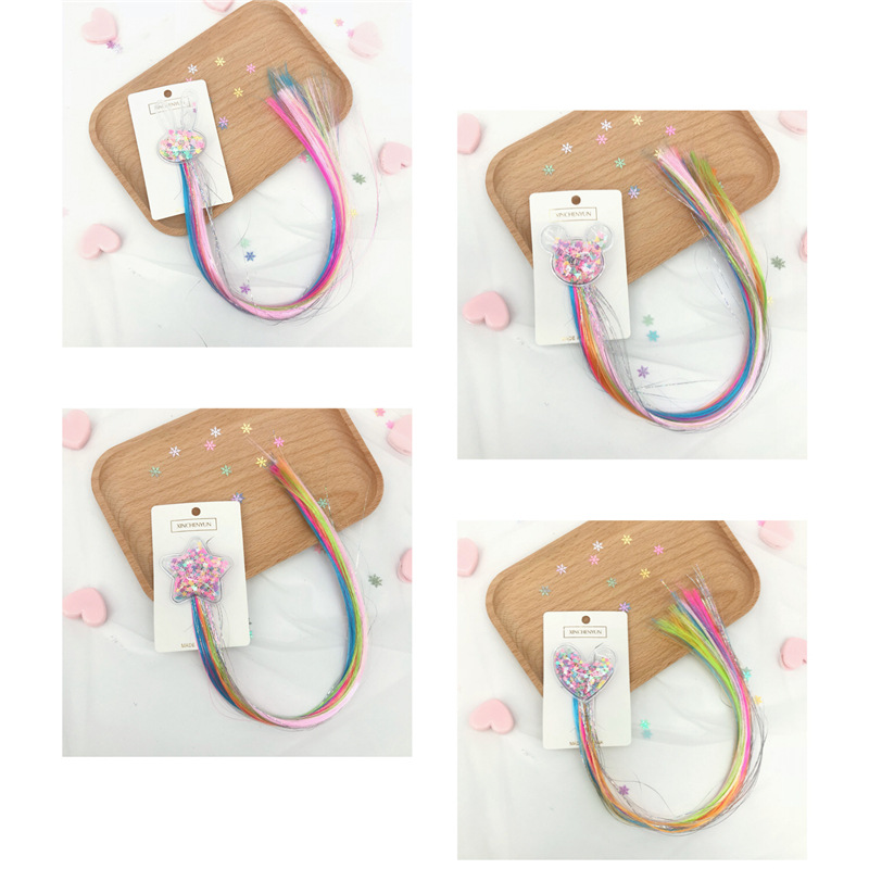 New Children's Wig Barrettes Love Rabbit Five-Pointed Star Color Bow Wig Hair Accessories for Girls New Children's Wig Barrettes Love Rabbit Five-Pointed Star Color Bow Wig Hair Accessories for Girls