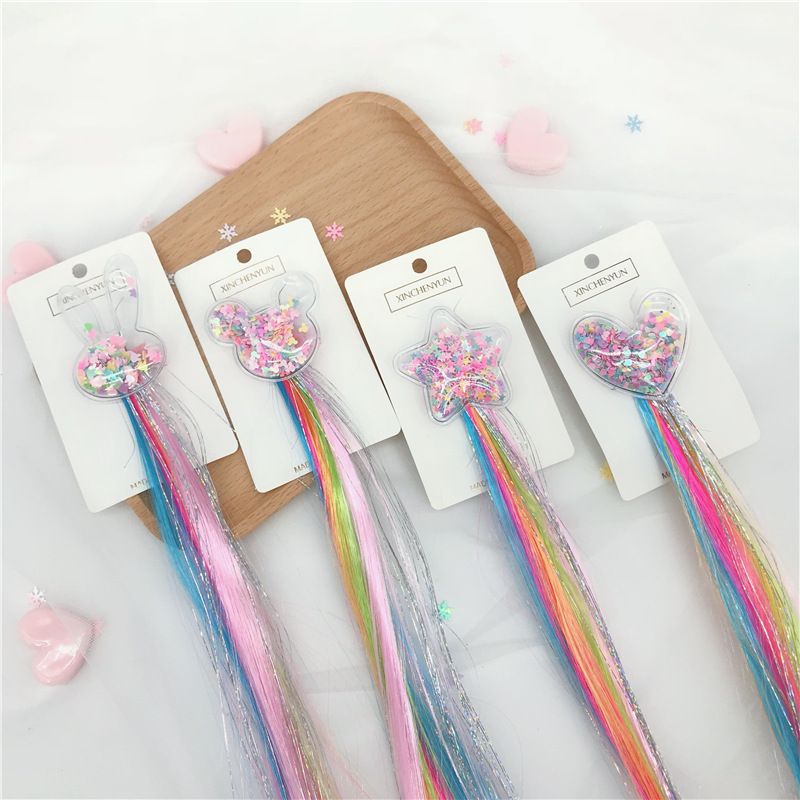 New Children's Wig Barrettes Love Rabbit Five-Pointed Star Color Bow Wig Hair Accessories for Girls New Children's Wig Barrettes Love Rabbit Five-Pointed Star Color Bow Wig Hair Accessories for Girls