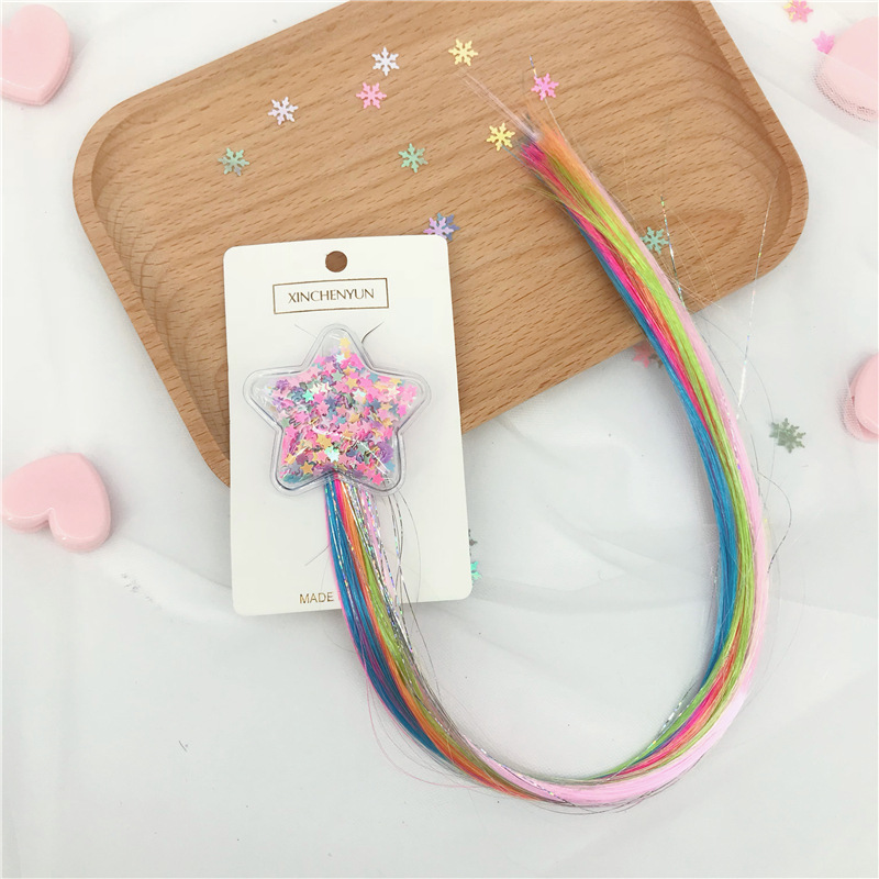 New Children's Wig Barrettes Love Rabbit Five-Pointed Star Color Bow Wig Hair Accessories for Girls New Children's Wig Barrettes Love Rabbit Five-Pointed Star Color Bow Wig Hair Accessories for Girls