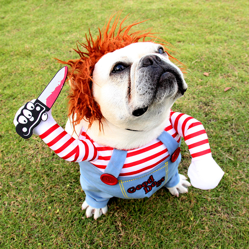 Deadly Doll Dog Pet Costume Halloween Pet Costume Wig Medium Large Dog Models