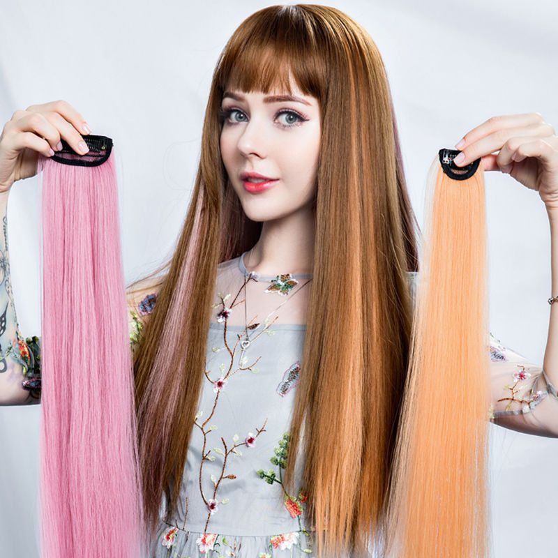 Fiber Wig Set Hanging Ear Dyed Color Straight Hair Hair Extension Women&#039;s Long Hair Naturally Invisible One Piece