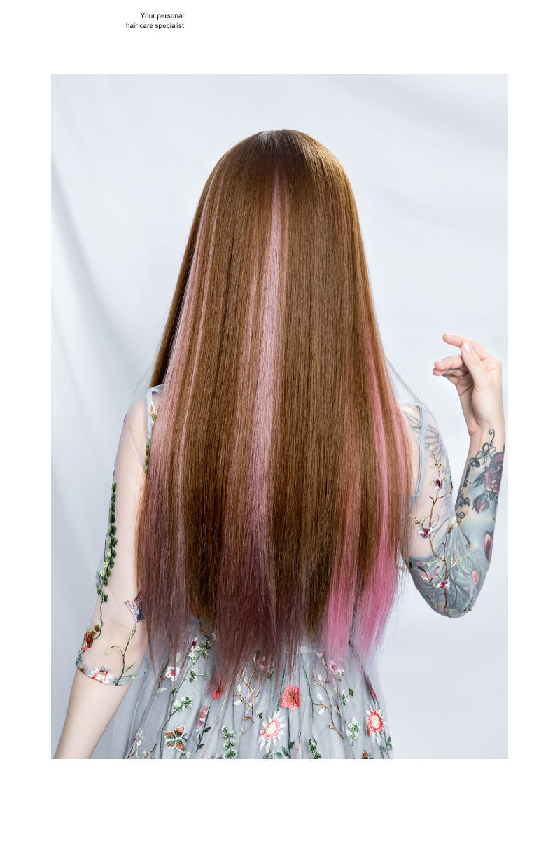 Fiber Wig Set Hanging Ear Dyed Color Straight Hair Hair Extension Women's Long Hair Naturally Invisible One Piece Fiber Wig Set Hanging Ear Dyed Color Straight Hair Hair Extension Women's Long Hair Naturally Invisible One Piece