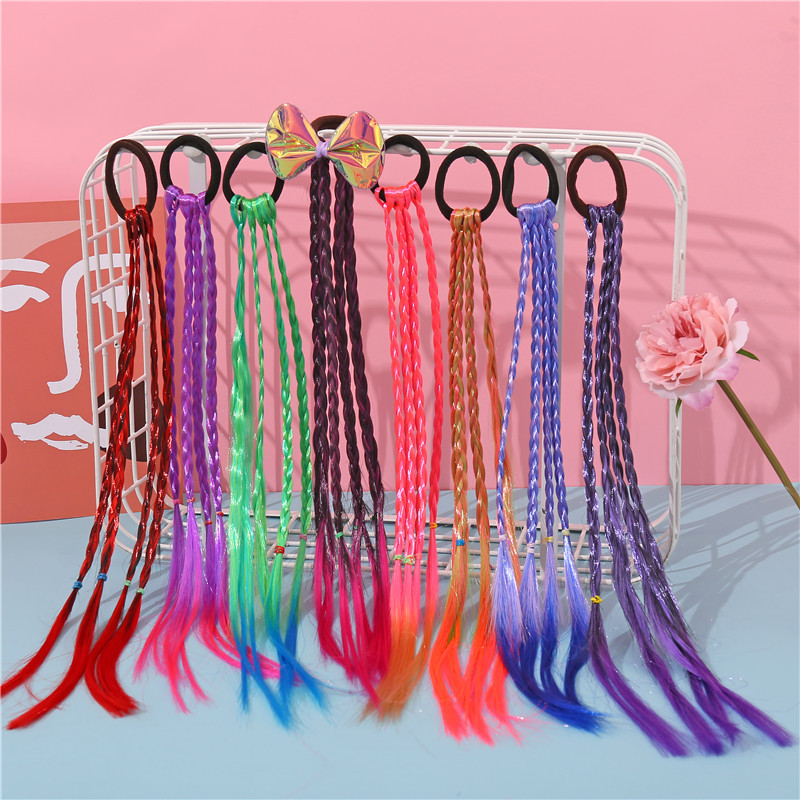 Selling Children&#039;s Colorful Wig Braid Ponytail Fashion Braided Colorful Gradient Color Hair Rope DoughTwist Style Plaits