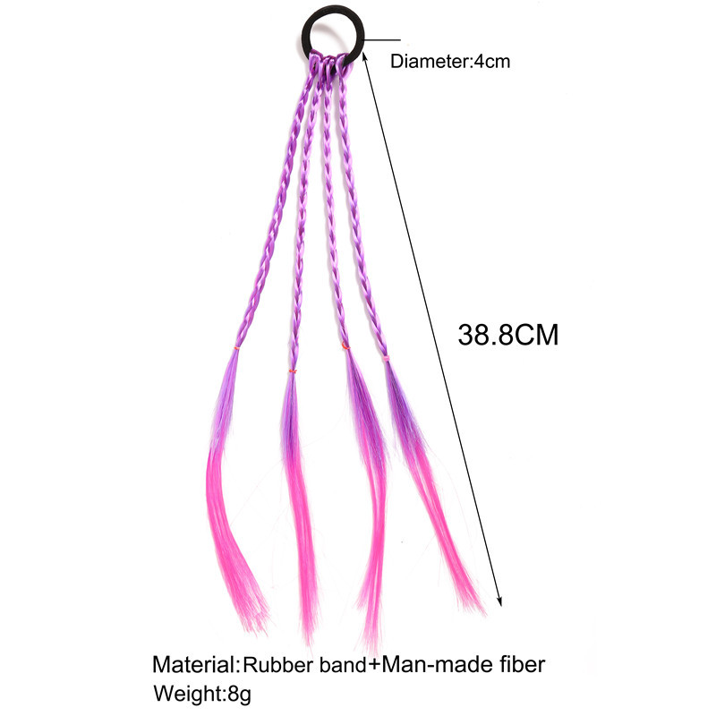Selling Children's Colorful Wig Braid Ponytail Fashion Braided Colorful Gradient Color Hair Rope DoughTwist Style Plaits Selling Children's Colorful Wig Braid Ponytail Fashion Braided Colorful Gradient Color Hair Rope DoughTwist Style Plaits