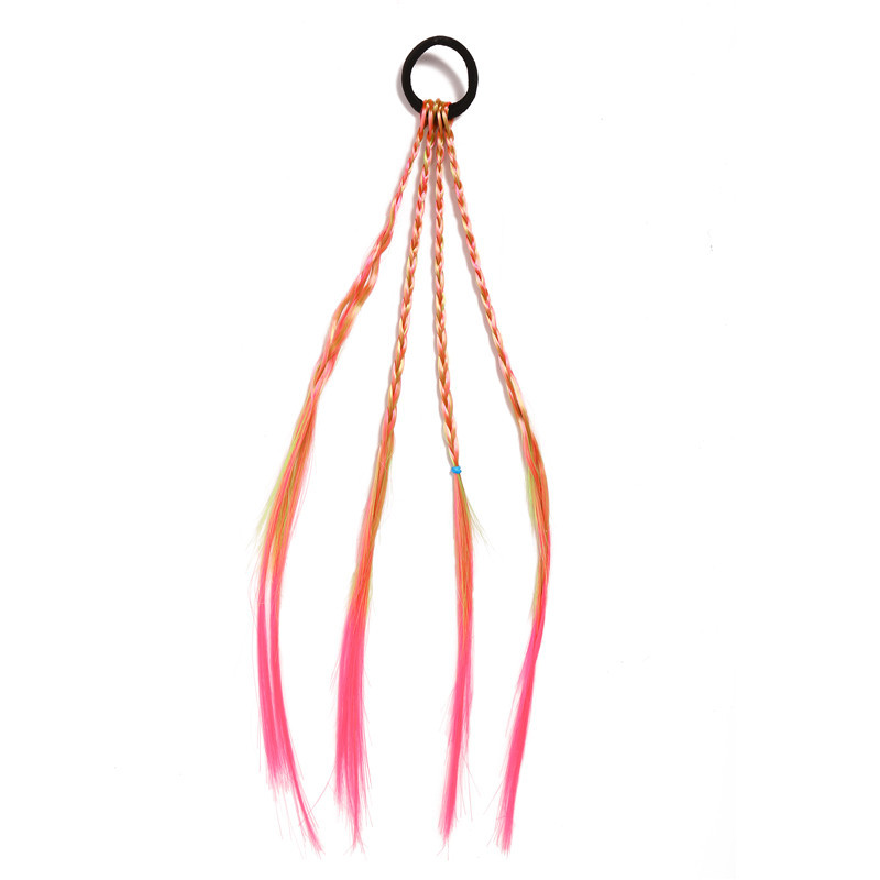 Selling Children's Colorful Wig Braid Ponytail Fashion Braided Colorful Gradient Color Hair Rope DoughTwist Style Plaits Selling Children's Colorful Wig Braid Ponytail Fashion Braided Colorful Gradient Color Hair Rope DoughTwist Style Plaits