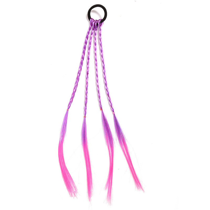 Selling Children's Colorful Wig Braid Ponytail Fashion Braided Colorful Gradient Color Hair Rope DoughTwist Style Plaits Selling Children's Colorful Wig Braid Ponytail Fashion Braided Colorful Gradient Color Hair Rope DoughTwist Style Plaits