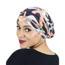 Exclusive for Cross-Border Satin Nightcap Elastic Band Buckle Long Tube Shower Cap Dual-Use Hat Wig with Hair Extensions Shower Cap Turban Hat