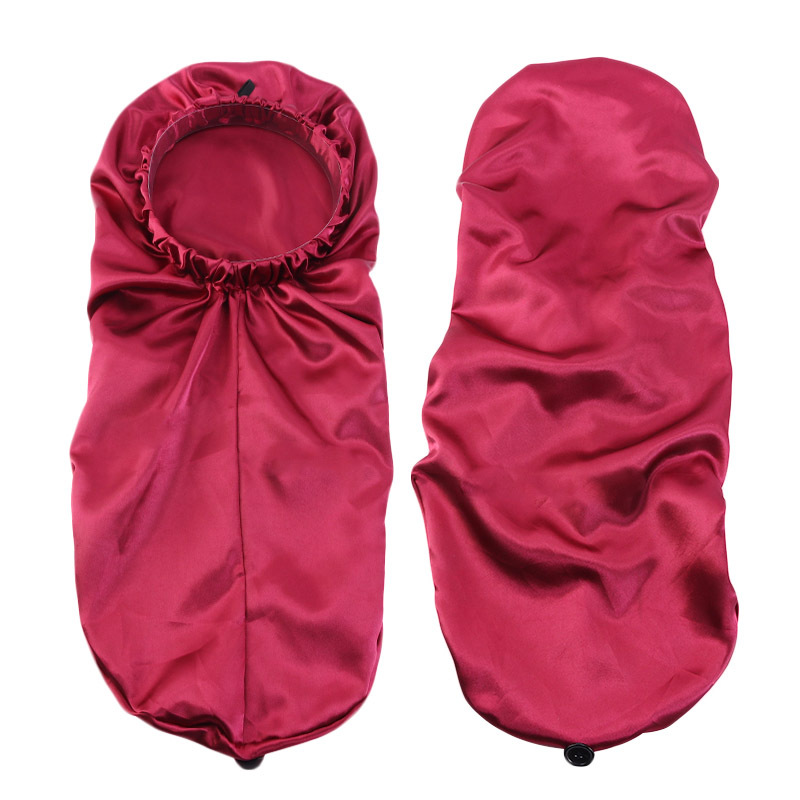 Exclusive for Cross-Border Satin Nightcap Elastic Band Buckle Long Tube Shower Cap Dual-Use Hat Wig with Hair Extensions Shower Cap Turban Hat