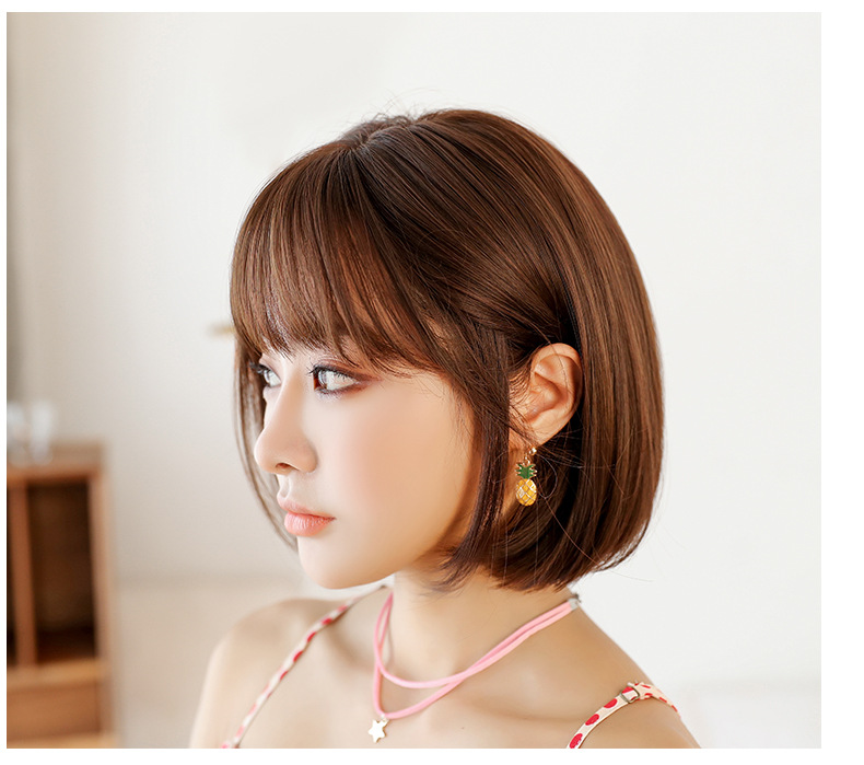 Wig Female Short Hair Bobo Korean Bobhaircut Short Straight Hair Realistic Chemical Fiber Wig Sheath in Stock Whole Wig Female Short Hair Bobo Korean Bobhaircut Short Straight Hair Realistic Chemical Fiber Wig Sheath in Stock Whole