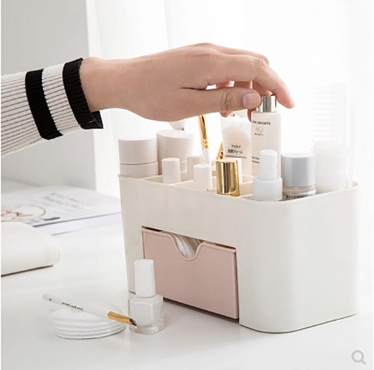 Best-Seller on Douyin Desktop Jewelry Skin Care Products Separated Vanity Box Drawer Plastic Storage Box Cosmetic Storage Box