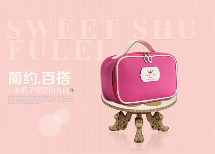 New pure color square bag crown cosmetic bag wash gargle bag hand bag skin care products received bag New pure color square bag crown cosmetic bag wash gargle bag hand bag skin care products received bag