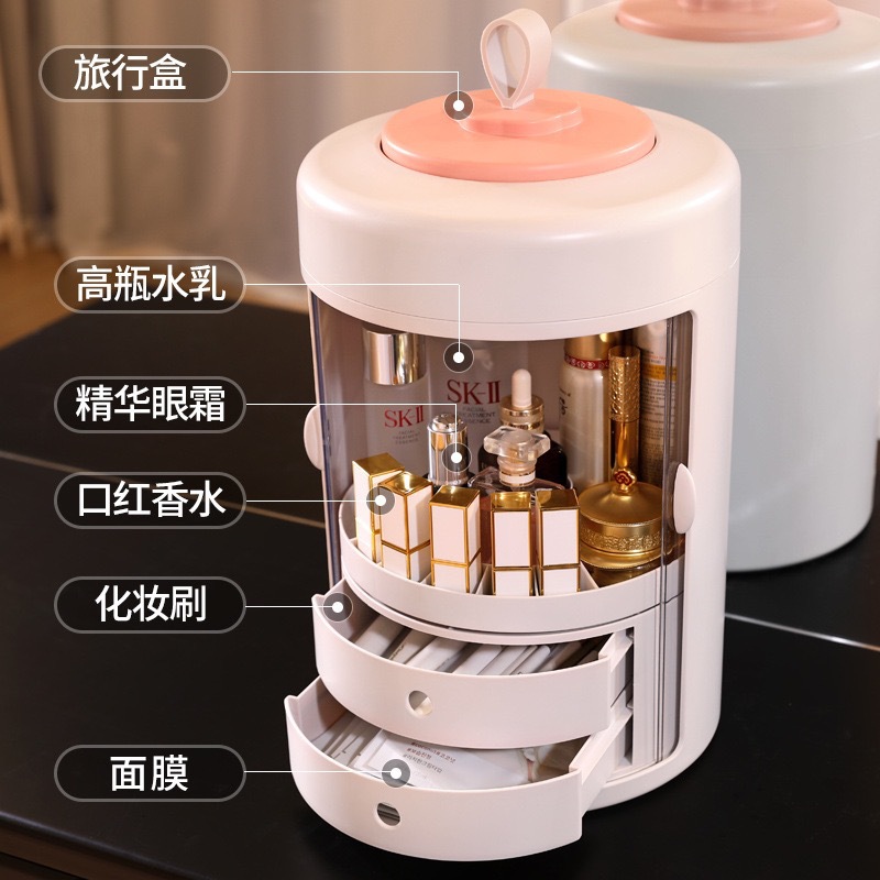 Rotary Cosmetic Storage Box Storage Rack Desktop New Multi-Functional Dressing Table Lipstick Skin Care Products Finishing Box