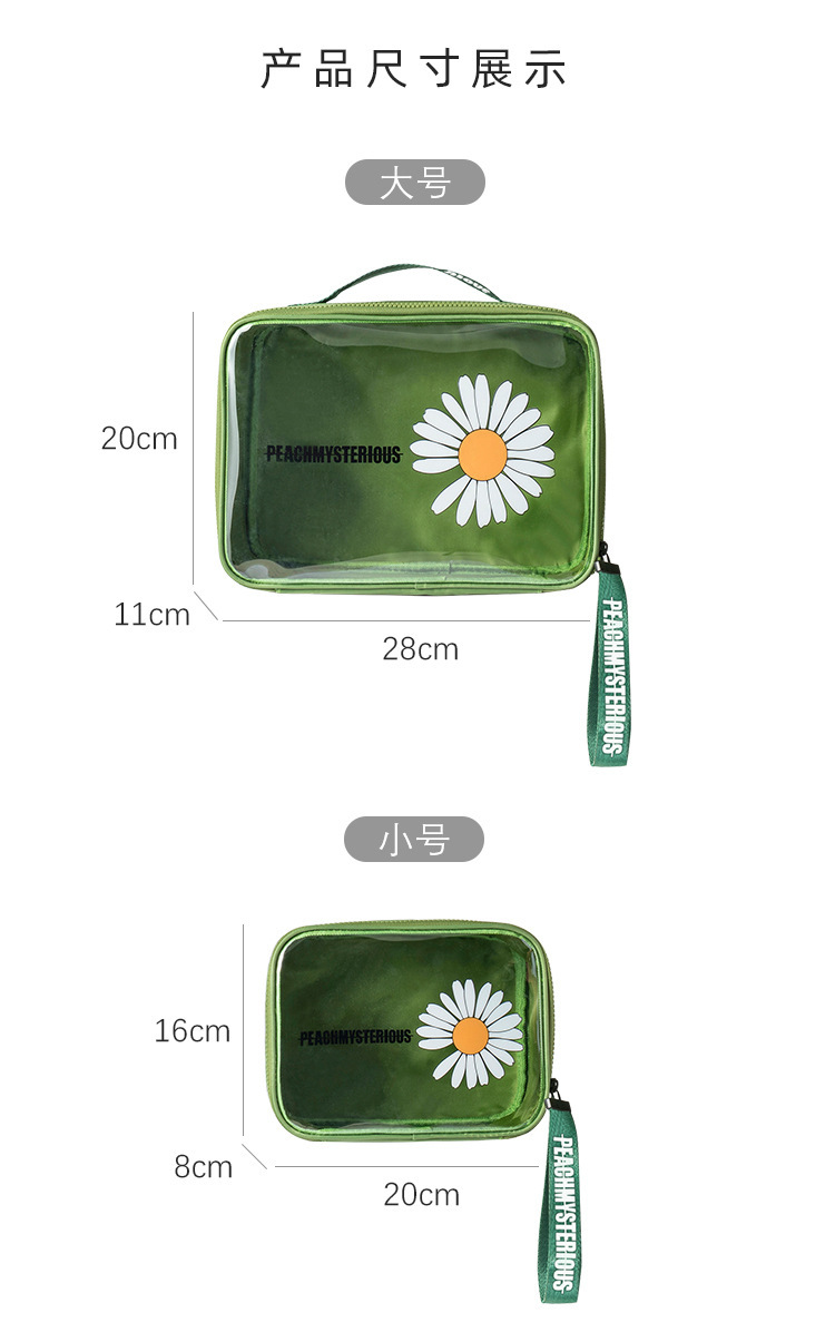 Factory Direct Sales Hot Little Daisy Transparent Cosmetic Bag Skincare Products Large Capacity Portable and Fashion Storage Bag Factory Direct Sales Hot Little Daisy Transparent Cosmetic Bag Skincare Products Large Capacity Portable and Fashion Storage Bag