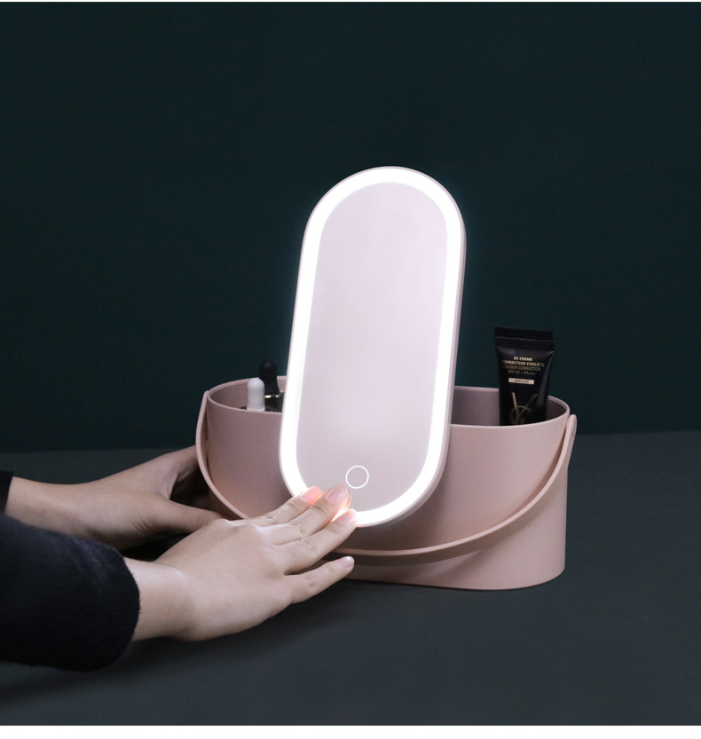 Muid Portable Cosmetic Case with Makeup Mirror Desk Lamp Travel Makeup Storage Dresser Lipstick Skin Care Products Storage Box Muid Portable Cosmetic Case with Makeup Mirror Desk Lamp Travel Makeup Storage Dresser Lipstick Skin Care Products Storage Box