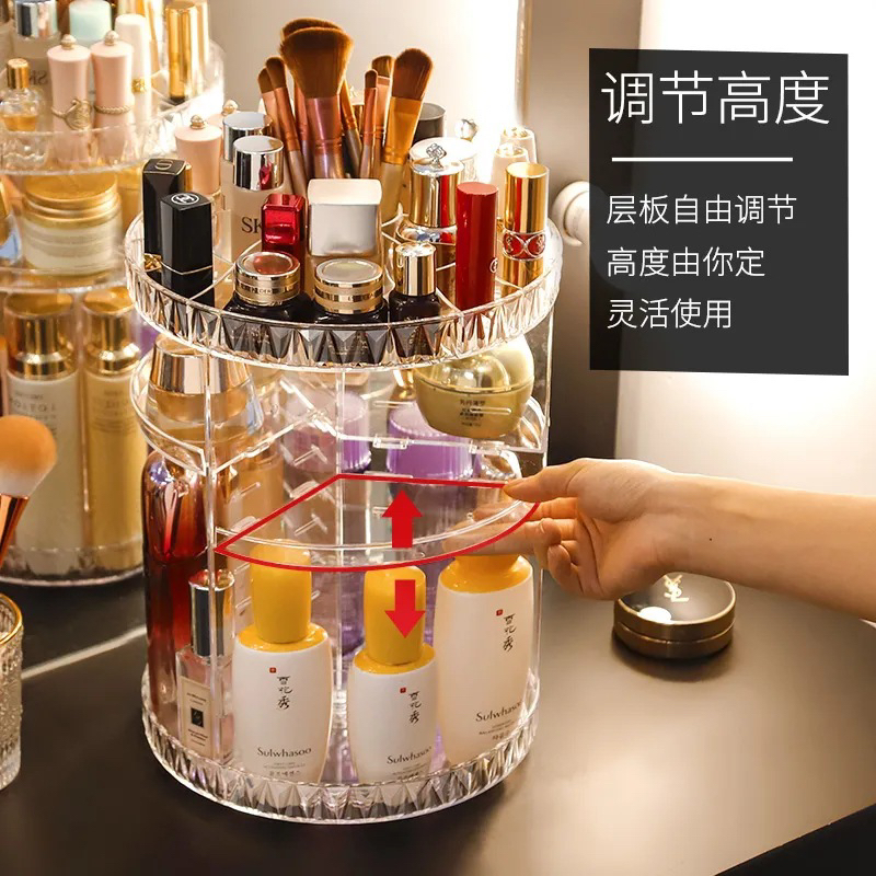 Rotating Cosmetic Storage Box Cosmetic Rack Desktop Storage Rack Dresser Lipstick Skin Care Products Organizing Cabinet