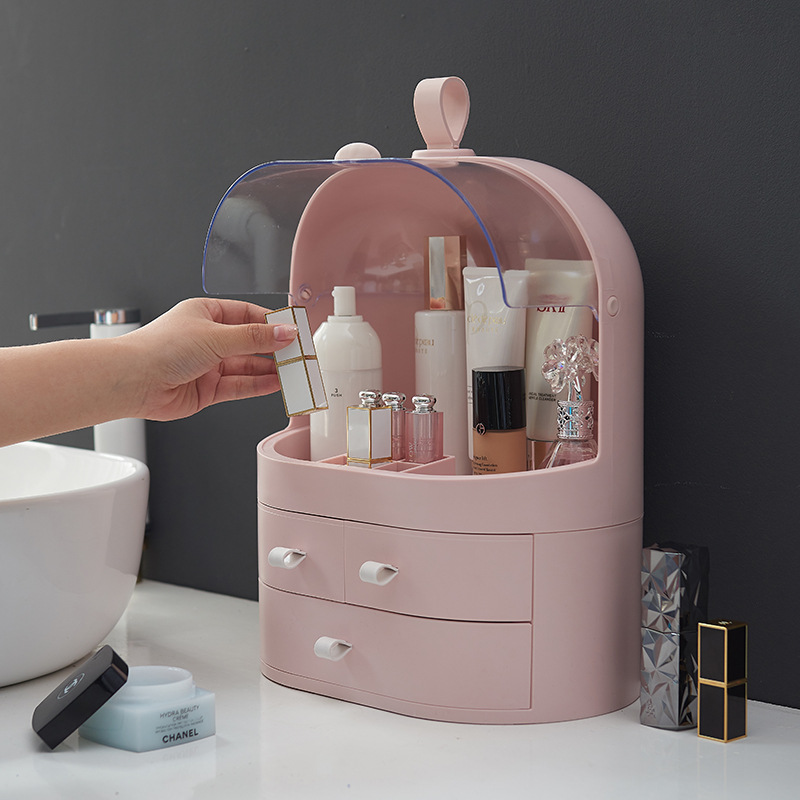 Korea Internet Celebrity Dustproof Cosmetics Storage Box Transparent Hand Cosmetic Case Dressing Table Skin Care Products Organize the Shelves