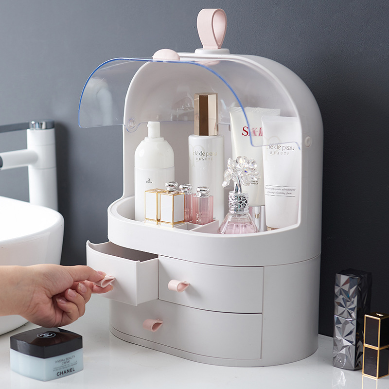 Korea Internet Celebrity Dustproof Cosmetics Storage Box Transparent Hand Cosmetic Case Dressing Table Skin Care Products Organize the Shelves