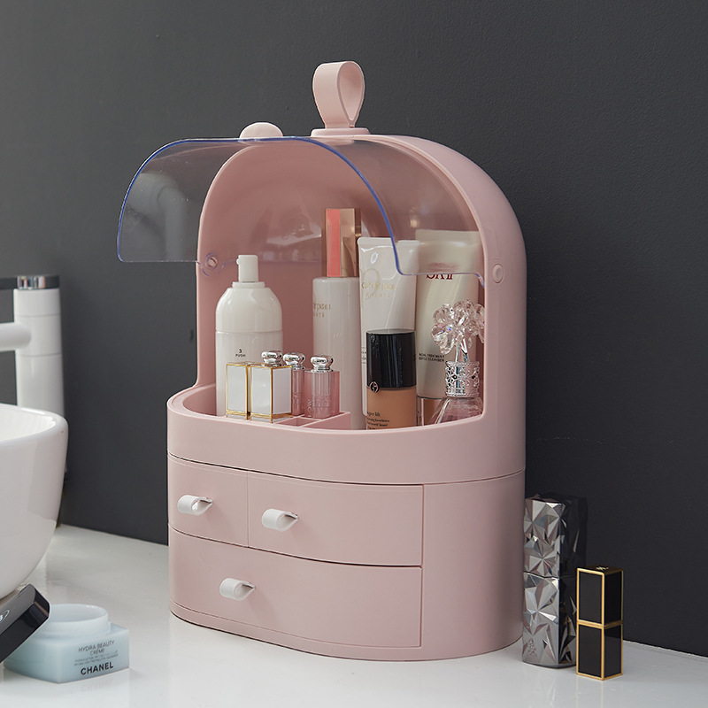 Korea Internet Celebrity Dustproof Cosmetics Storage Box Transparent Hand Cosmetic Case Dressing Table Skin Care Products Organize the Shelves