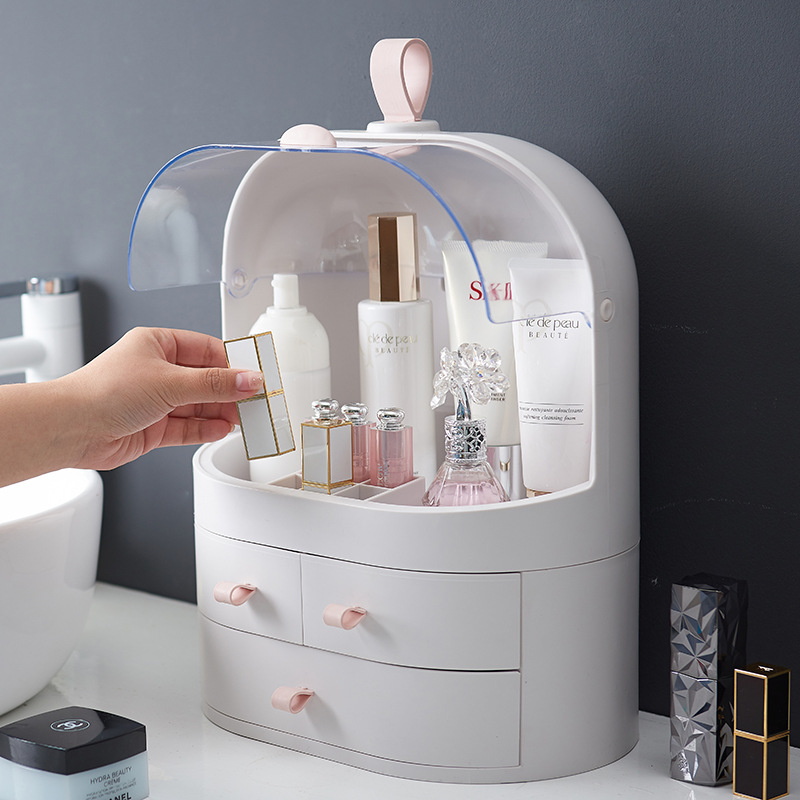Korea Internet Celebrity Dustproof Cosmetics Storage Box Transparent Hand Cosmetic Case Dressing Table Skin Care Products Organize the Shelves