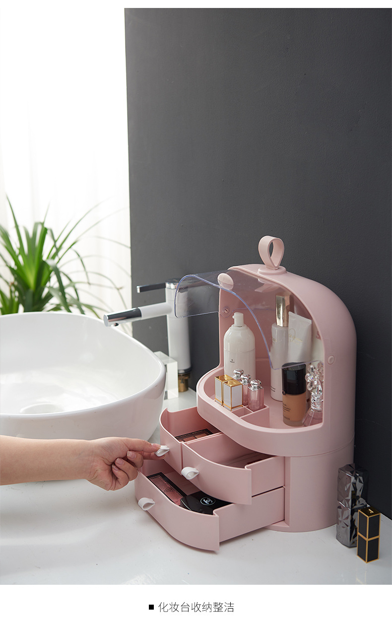 Korea Internet Celebrity Dustproof Cosmetics Storage Box Transparent Hand Cosmetic Case Dressing Table Skin Care Products Organize the Shelves Korea Internet Celebrity Dustproof Cosmetics Storage Box Transparent Hand Cosmetic Case Dressing Table Skin Care Products Organize the Shelves