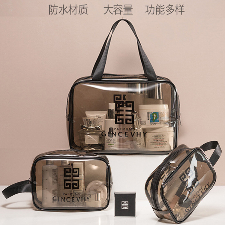 PVC Transparent Cosmetic Bag Ins Style Portable Travel Waterproof Wash Bag Skin Care Products Portable Cosmetics Storage Bag