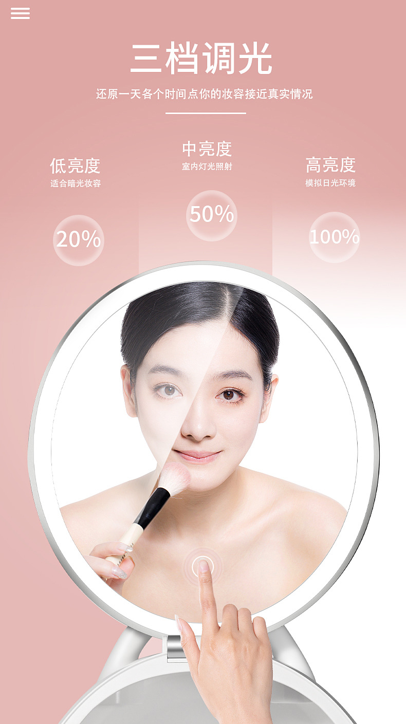 Internet Celebrity Cosmetics Storage Box Dustproof Skin Care Products Desktop Led with Mirror with Time Temperature Storage Rack Cosmetic Case