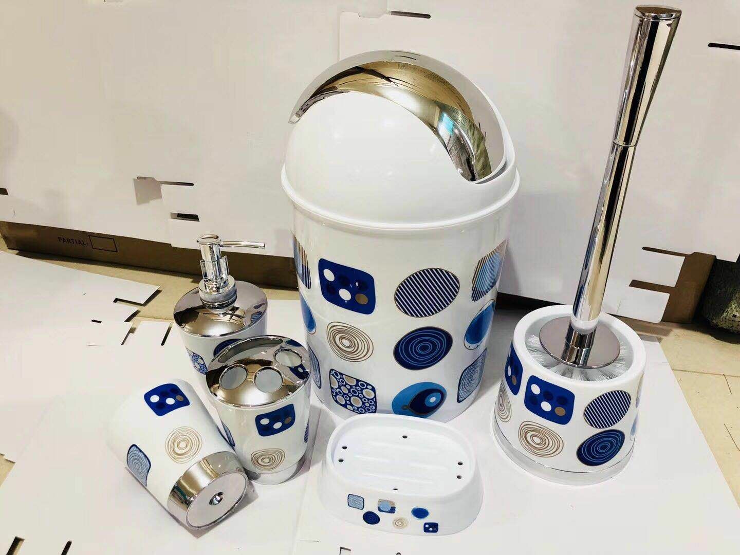 Plastic Set for Hotel Bathroom Lotion Bottle Toothbrush Holder Cup Water Cup Soap Box Toilet Brush Garbage Simple Three Or Four Piece Suit