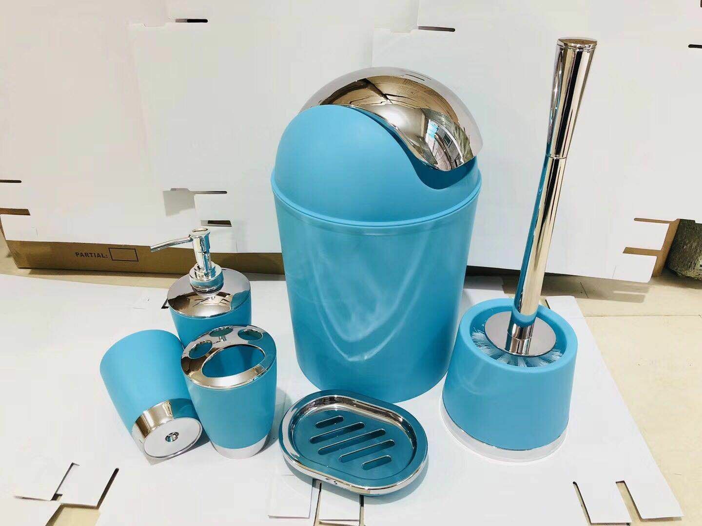 Plastic Set for Hotel Bathroom Lotion Bottle Toothbrush Holder Cup Water Cup Soap Box Toilet Brush Garbage Simple Three Or Four Piece Suit